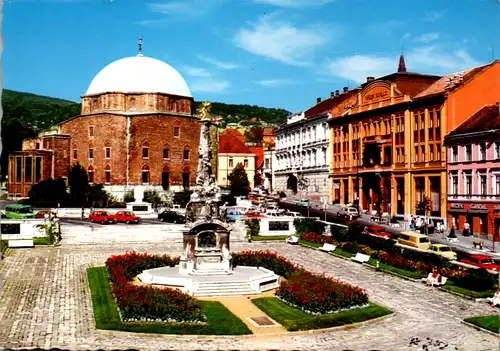 11416 - Ungarn - Pecs , Szechenyi ter , Platz - gelaufen