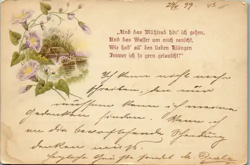 11444 -  - Blumen , Mühlrad , Gedicht - gelaufen 1899
