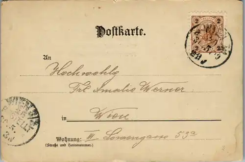 11444 -  - Blumen , Mühlrad , Gedicht - gelaufen 1899