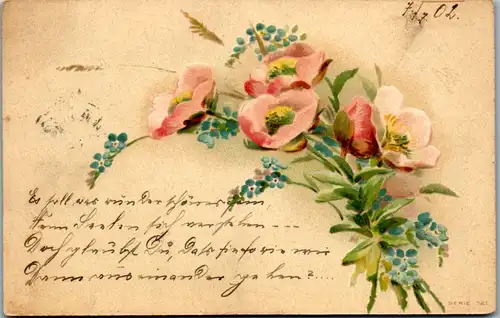 11465 -  - Blumen , Lithografie - gelaufen 1902