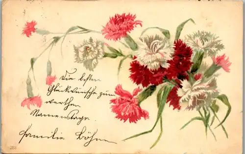 11474 -  - Blumen , Lithografie - gelaufen