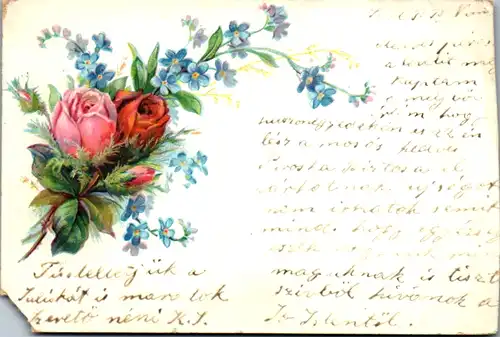 11499 -  - Blumen , Lithografie - gelaufen