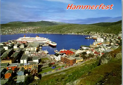 11518 - Norwegen - Hammerfest , Verdens nordligste by , The Northernmost town in the world , Hafen , Bucht - nicht gelaufen