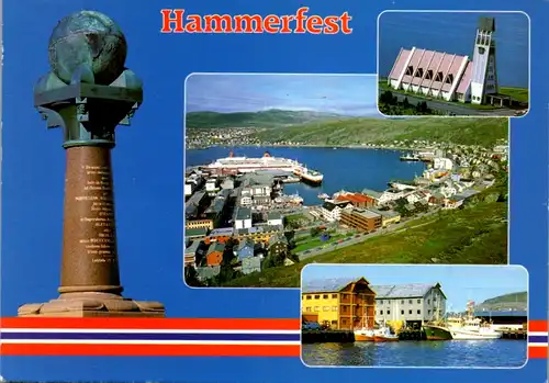 11519 - Norwegen - Hammerfest , Verdens nordligste by , The Northernmost town in the world , Hafen , Bucht - nicht gelaufen