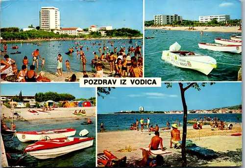11523 - Kroatien - Vodice , Mehrbildkarte , Strand , Boot - gelaufen 1970