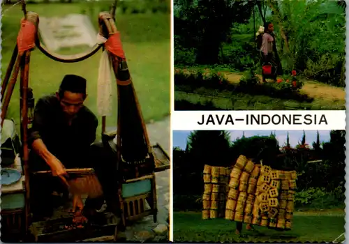 11530 - Indonesien - Java , Barbecue Seller , Mehrbildkarte - gelaufen 1974