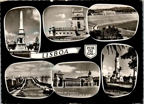 11535 - Portugal - Lisboa , Lissabon , Mehrbildkarte - gelaufen 1961
