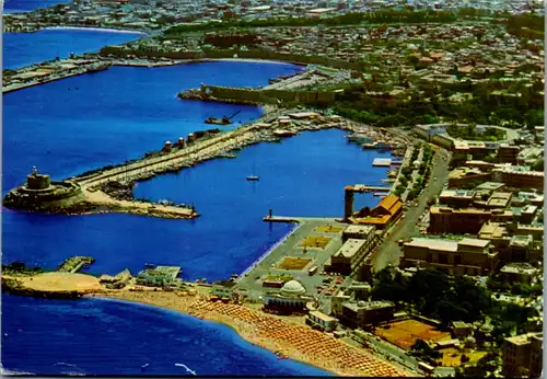 11587 - Griechenland - Rhodos , Rhodes , View of the Port , Hafen - gelaufen 1982