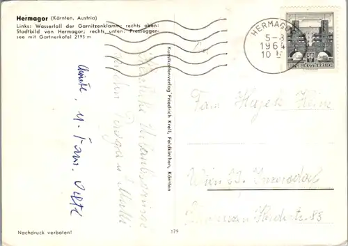 11592 - Kärnten - Hermagor , Garnitzenklamm , Presseggersee mit Gartnerkofel - gelaufen 1964
