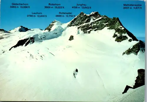 11612 - Schweiz - Jungfraujoch , Gletscherhorn , Lauihorn , Rottalsattel , Mathildenspitze - gelaufen 1977