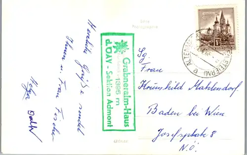 11631 - Steiermark - Admont , Grabner Alm Haus , Grabneralm mit großem Buchstein - gelaufen 1965