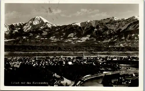 11708 - Kärnten - Villach mit den Karawanken , Panoramakarte - gelaufen 1936
