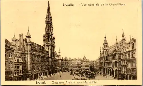 11712 - Belgien - Brüssel , Vue generale de la Grand Place , Gesamt Ansicht vom Markt Platz - nicht gelaufen
