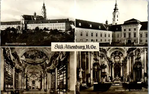 11716 - Niederösterreich - Altenburg , Stift Altenburg , Benedektinerstift , Stiftshof , Inneres der Stiftskirche , Stiftsbibliothek - nicht gelaufen 1961