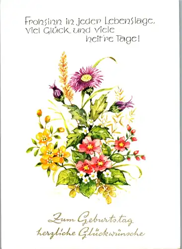 11845 -  - Zum Geburtstag herzliche Glückwünsche , Blumen , signiert Vogel - nicht gelaufen