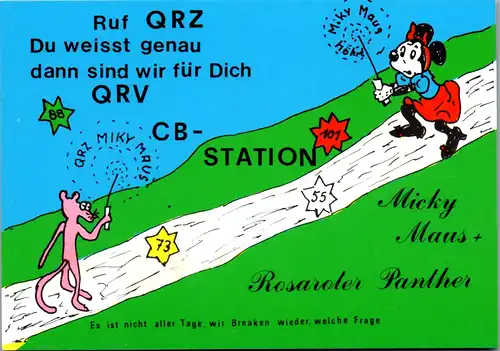 11854 - QSL - CB , Österreich , Mickey Maus , Rosaroter Panther