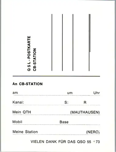 11863 - QSL - CB , Österreich , Mauthausen , Station Nero