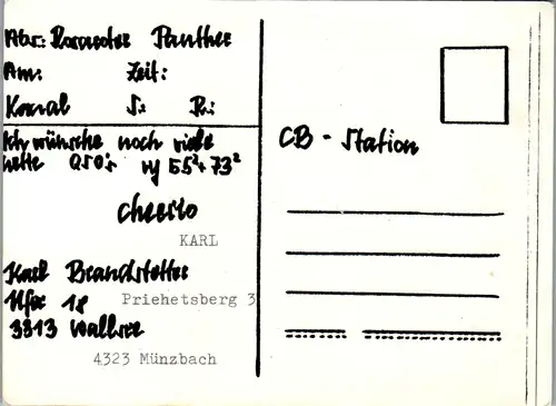 11864 - QSL - CB , Österreich , Wallsee , Rosaroter Phanter