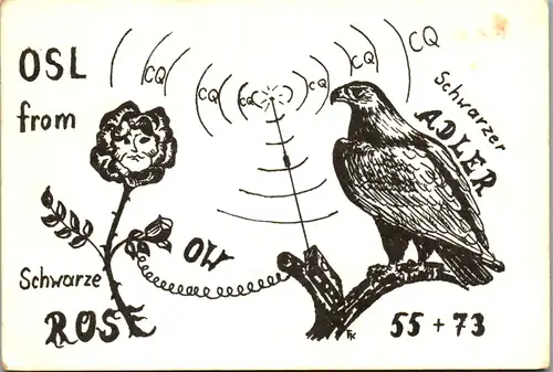 11871 - QSL - CB , Österreich , Kremsmünster , Schwarze Rose , Schwarzer Adler