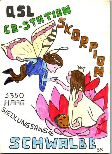 11873 - QSL - CB , Österreich , Haag , Skorpion , Schwalbe