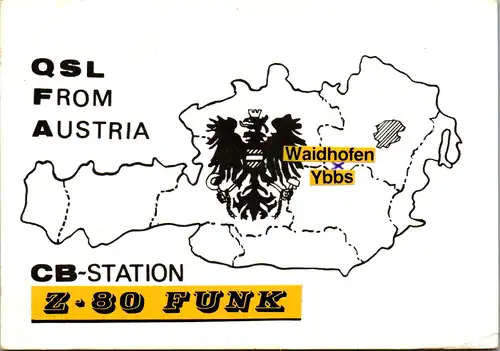 11874 - QSL - CB , Österreich , Waidhofen an der Ybbs , Z 80 Funk