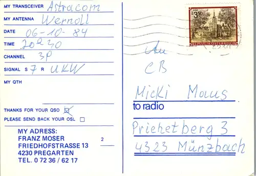 11886 - QSL - CB , Österreich , Pregarten , Weisse Möve