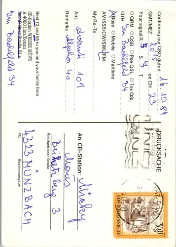 11890 - QSL - CB , Österreich , Linz , Weiße Möve