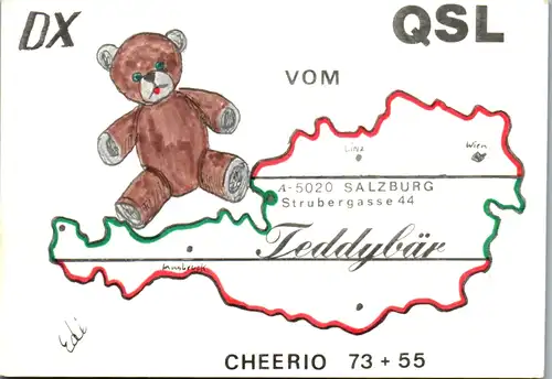 11897 - QSL - CB , Österreich , Salzburg , Teddybär