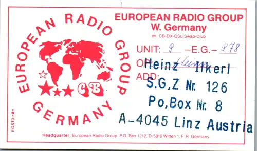 11913 - QSL - CB , Deutschland , European Radio Group , W. Germany
