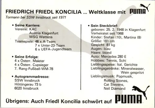 11919 - Werbekarte - Puma , Friedl Koncilia