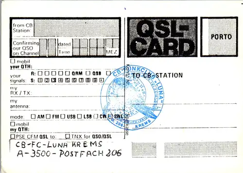 11929 - QSL - CB , Österreich , Krems , Weisser Riese