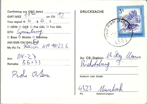 11952 - QSL - CB , Österreich , Grünburg , Fledermaus 02