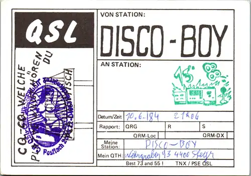 11971 - QSL - CB , Österreich , Steyr , Disco Boy