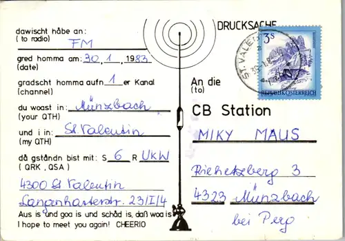 11991 - QSL - CB , Österreich , St. Valentin , Rasputin , Schneewittchen