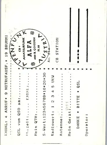 11996 - QSL - CB , Österreich , Bad Goisern , Alpenfunk , Alfa