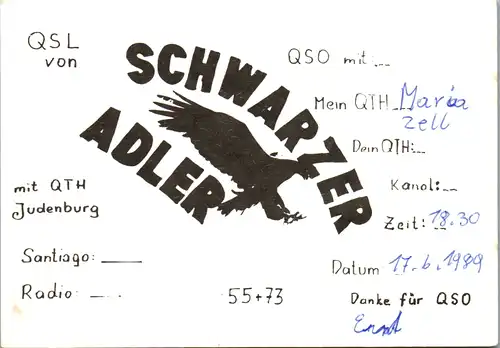 12017 - QSL - CB , Österreich , Judenburg , Schwarzer Adler
