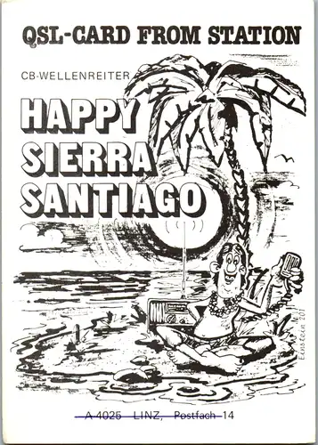 12020 - QSL - CB , Österreich , Linz , Happy Sierra Santiago
