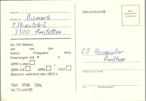 12027 - QSL - CB , Österreich , Amstetten , Bismark