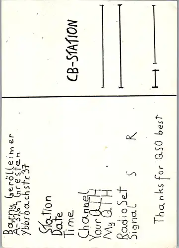 12028 - QSL - CB , Österreich , Gresten , Barny Gerölleimer