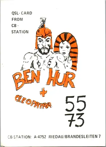 12029 - QSL - CB , Österreich , Riedau , Ben Hur , Cleopatra