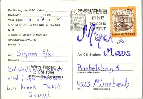 12031 - QSL - CB , Österreich , Neuzeug , Bosnigl , Maresi