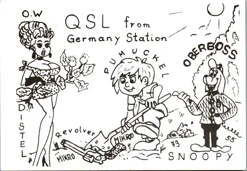 12046 - QSL - CB , Deutschland , Snoopy , Distel , Oberboss , Pumuckel