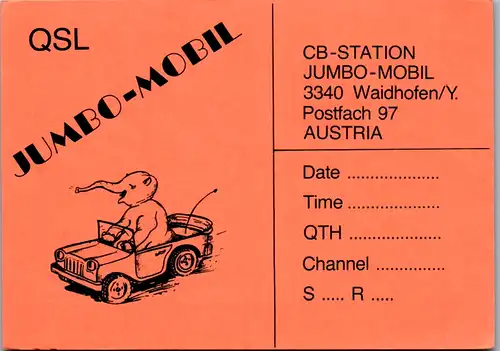 12084 - QSL - CB , Österreich , Waidhofen , Jumbo Mobil
