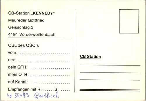 12097 - QSL - CB , Österreich , Vorderweißenbach , Kennedy