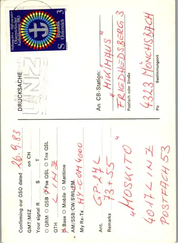 12101 - QSL - CB , Österreich , Linz , Moskito