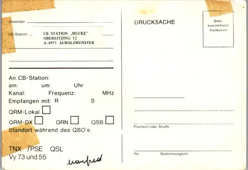 12103 - QSL - CB , Österreich , Aurolzmünster , Mücke