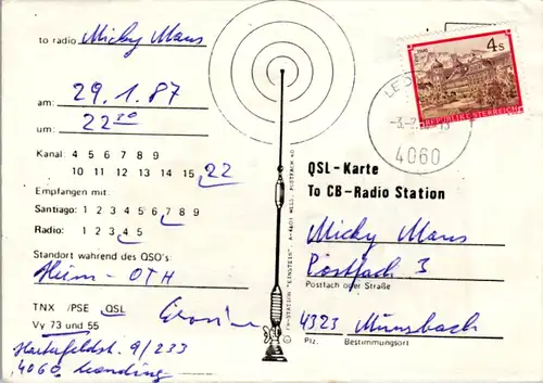 12104 - QSL - CB , Österreich , Leonding , Memphis Zwo