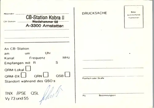 12124 - QSL - CB , Österreich , Amstetten , Kobra II