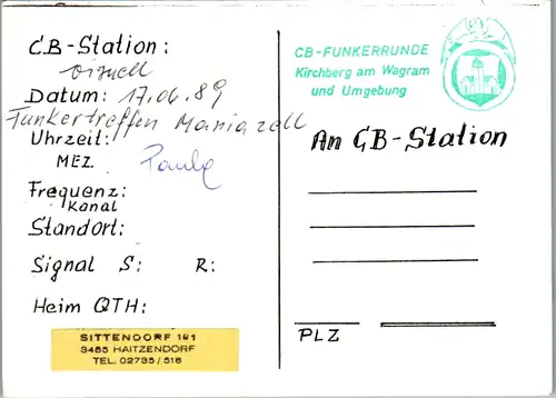 12129 - QSL - CB , Österreich , Haitzendorf , Kathi Tante