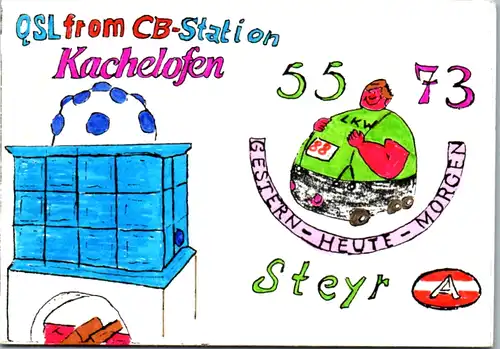12132 - QSL - CB , Österreich , Steyr , Kachelofen